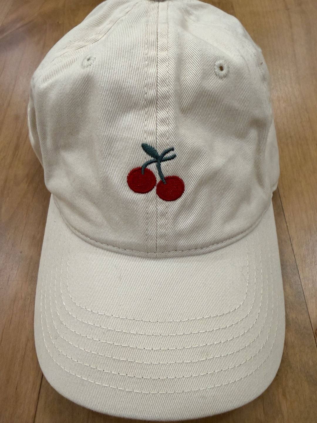 Cherry Embroidered Cream Dad Hat Adjustable NEW 2