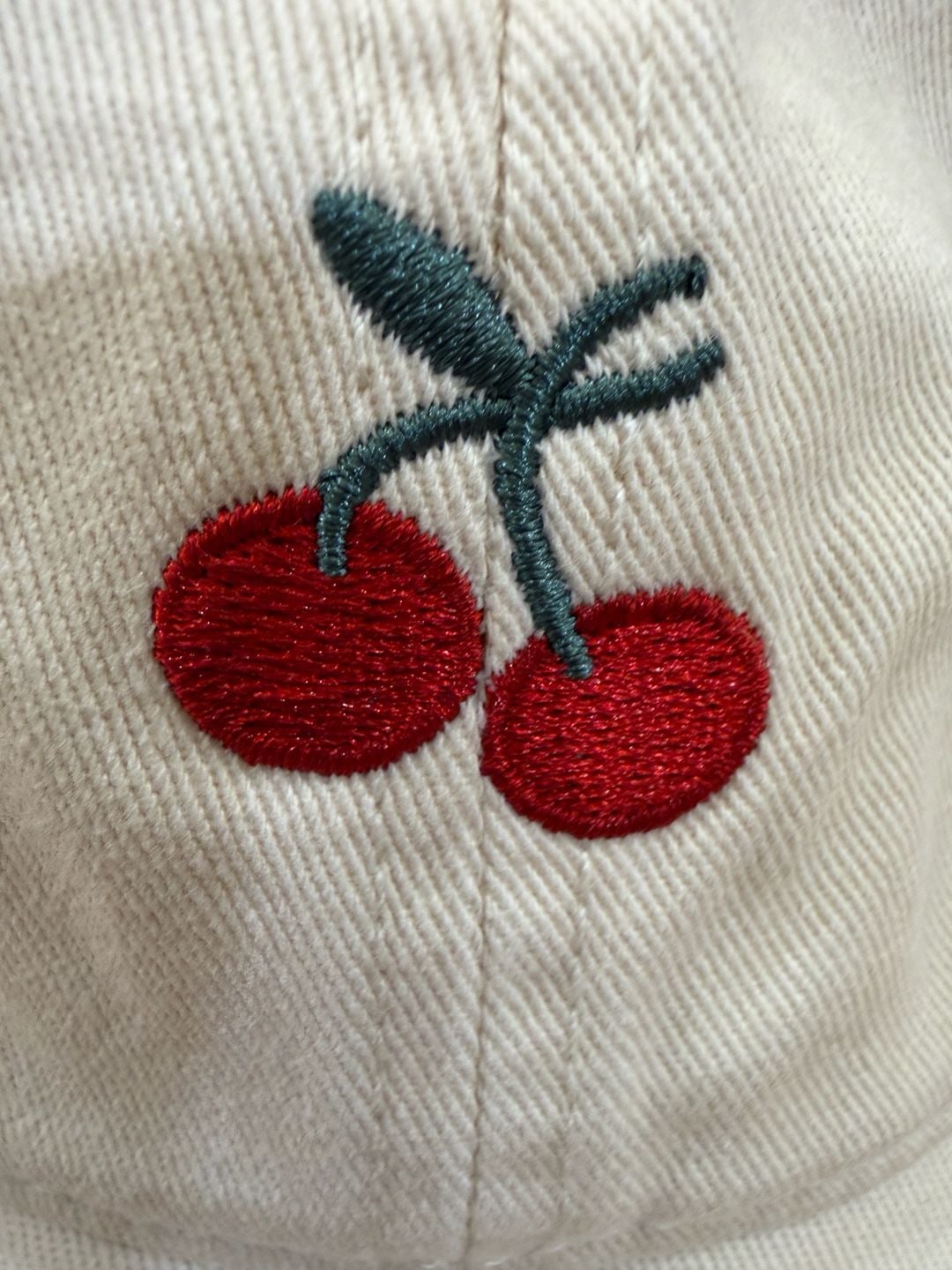 Cherry Embroidered Cream Dad Hat Adjustable NEW 3