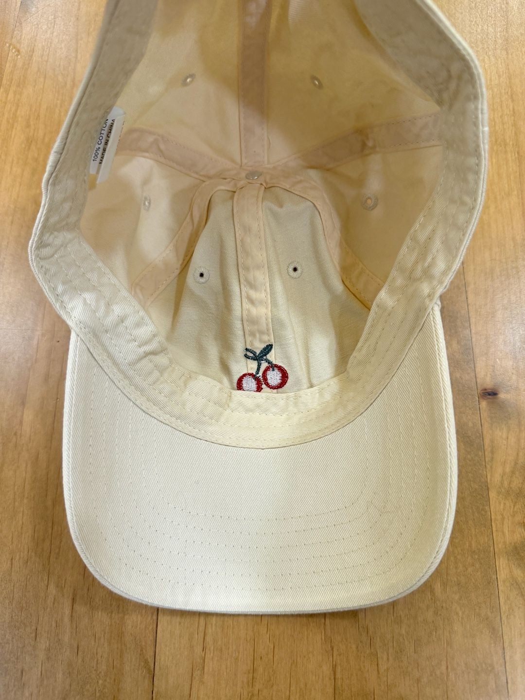Cherry Embroidered Cream Dad Hat Adjustable NEW 4