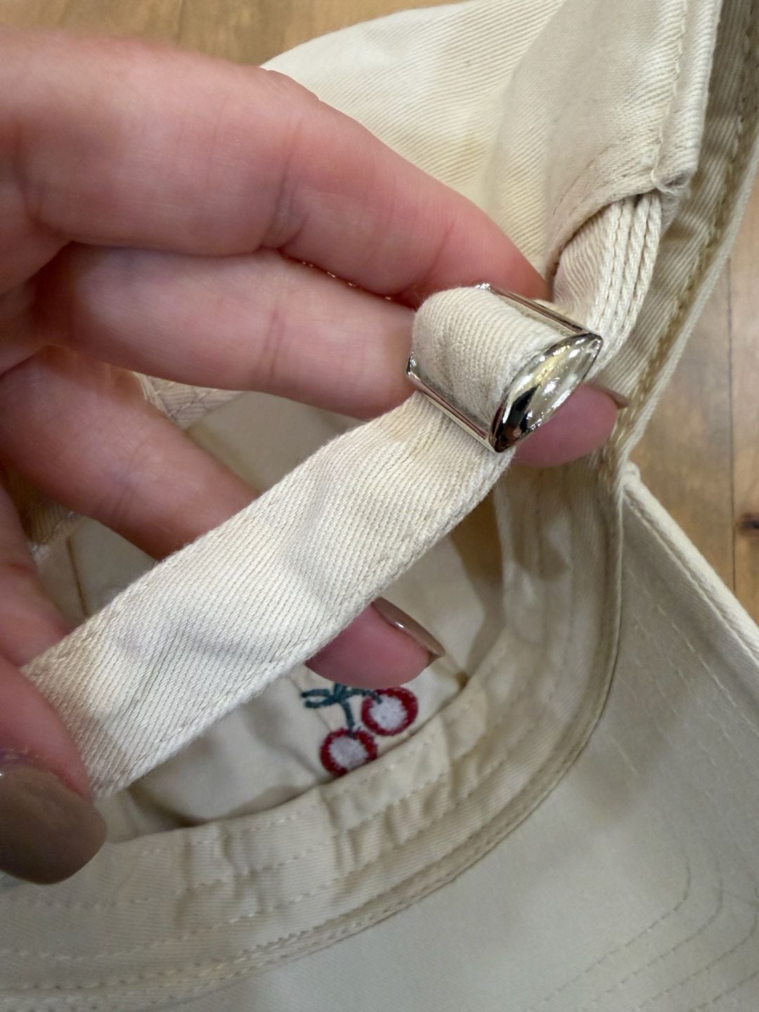 Cherry Embroidered Cream Dad Hat Adjustable NEW 5