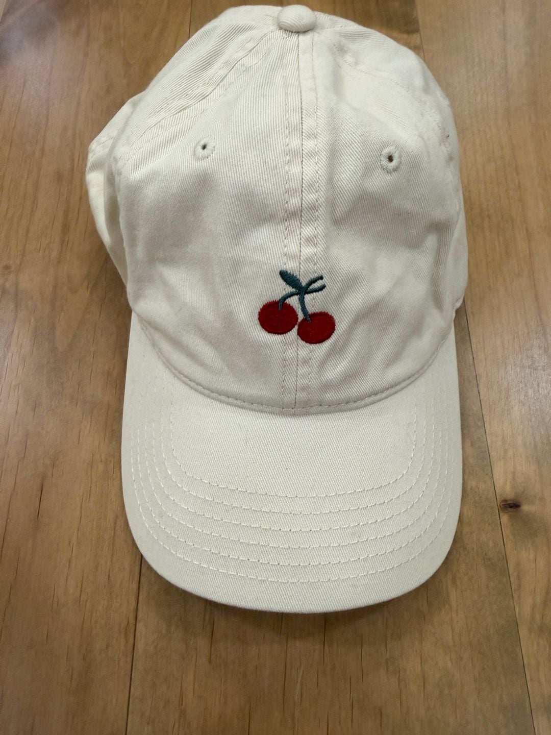 Cherry Embroidered Cream Dad Hat Adjustable NEW 6