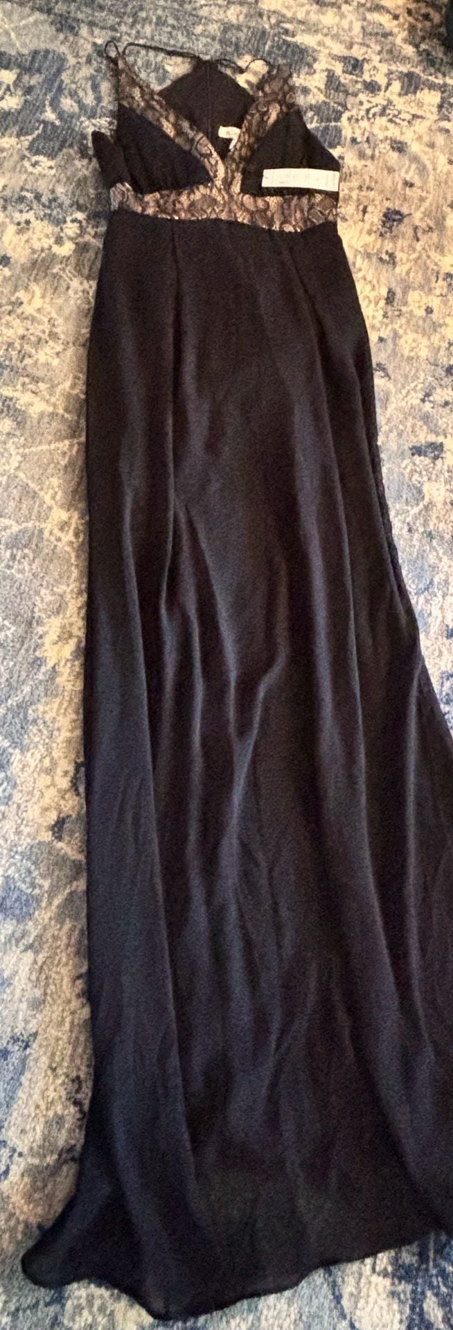 BCBGGeneration Maxi Dress Size 4 Black Lace Trim 2