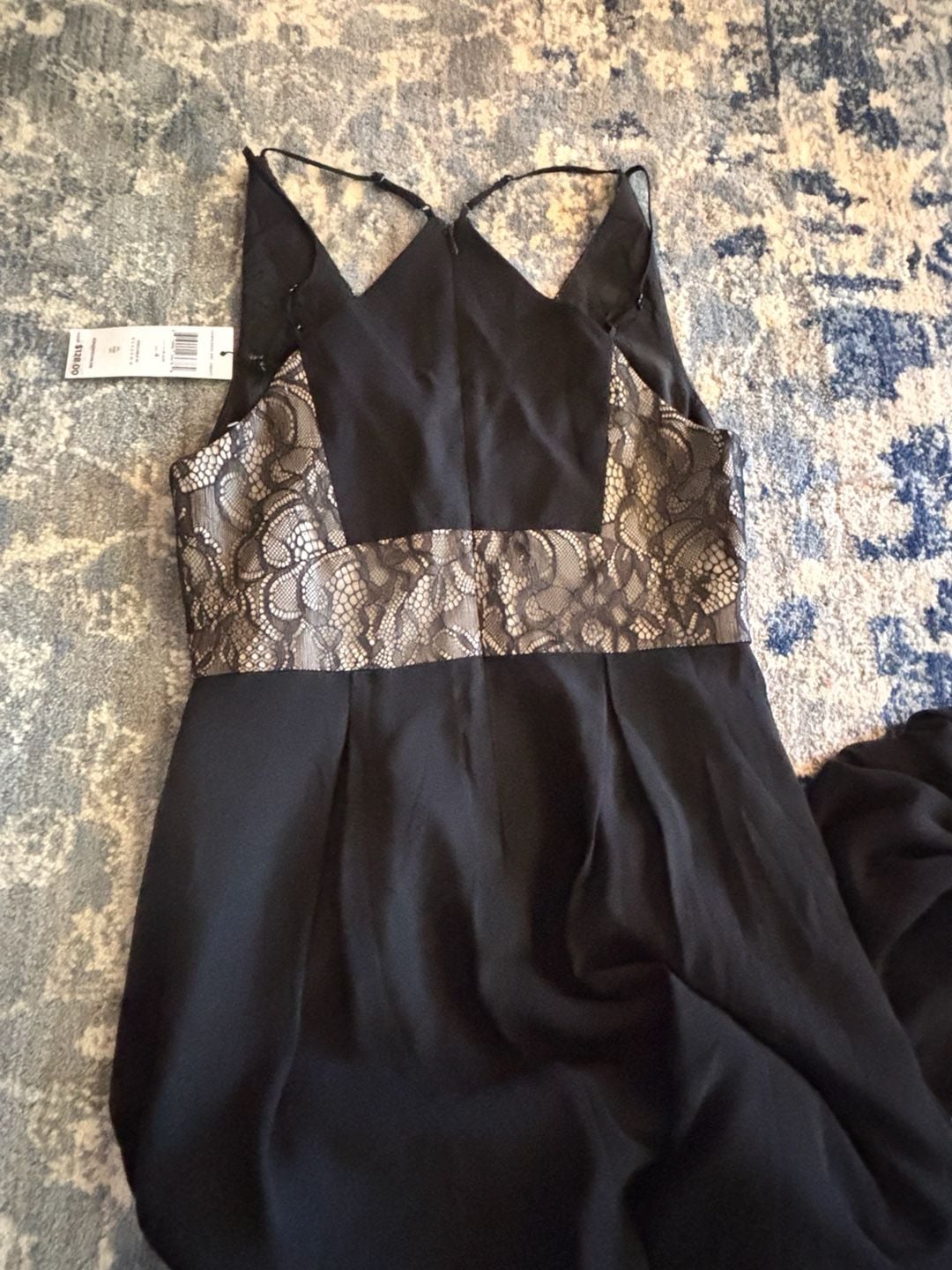BCBGGeneration Maxi Dress Size 4 Black Lace Trim 3