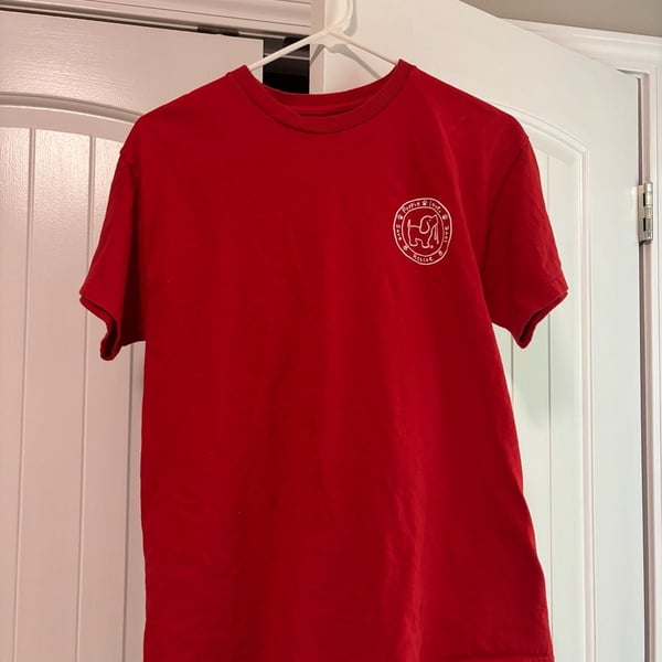 Puppie Love Firefighter Dog T-Shirt Size M Red Graphic Tee