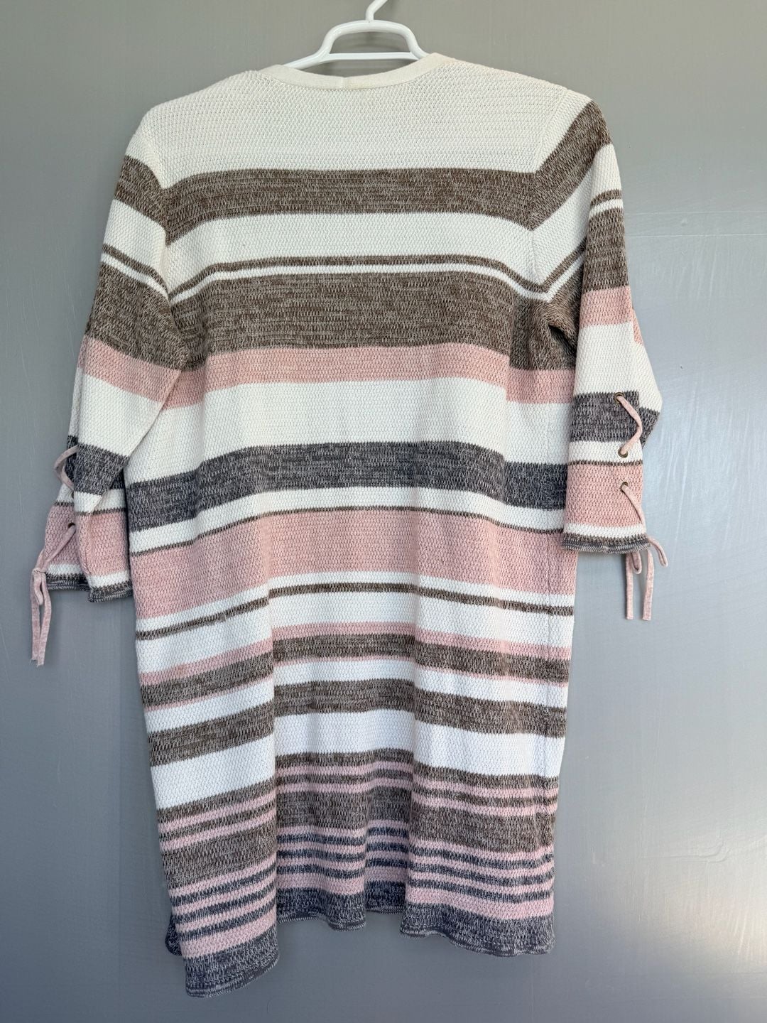EST 1946 Cato Cardigan Womens 18/20W Plus Striped Long Duster Lace Up Sleeve 6