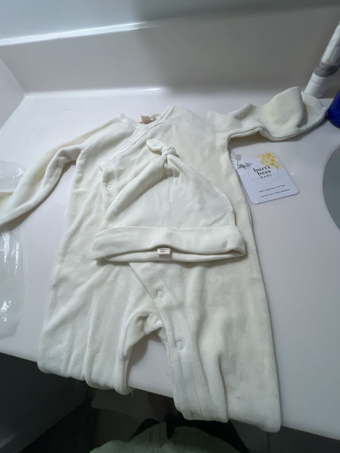 Burt's Bees Baby Kimono Robe Size 6-9 Mo Ivory Organic Cotton 2