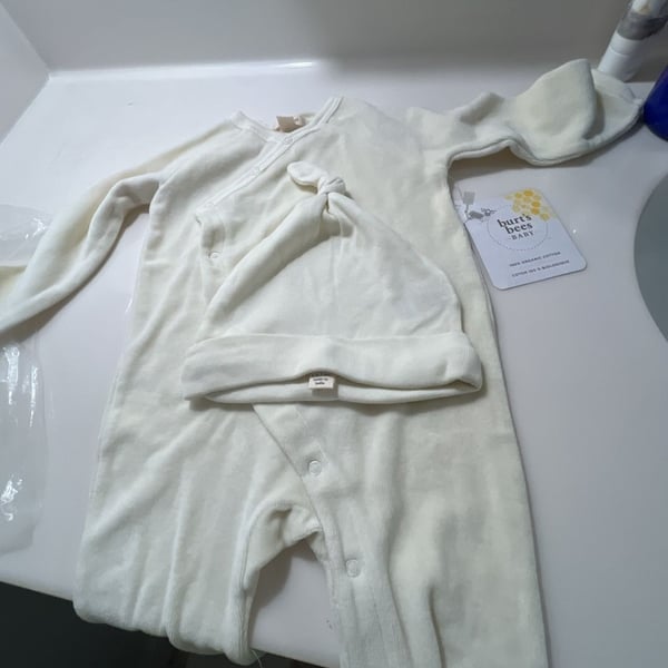 Burt's Bees Baby Kimono Robe Size 6-9 Mo Ivory Organic Cotton