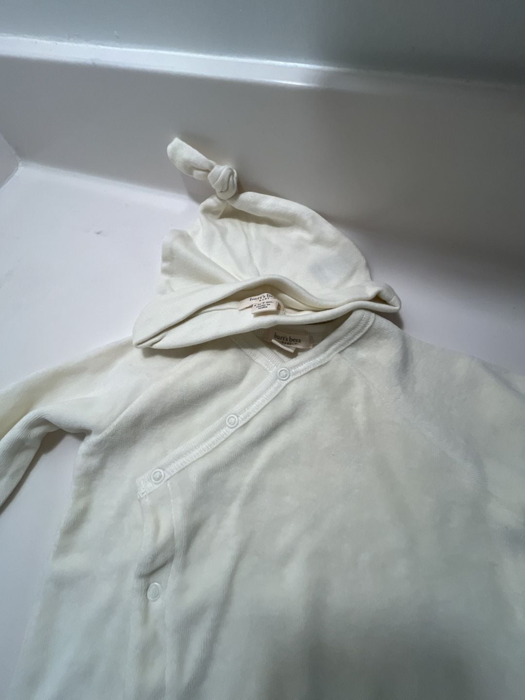Burt's Bees Baby Kimono Robe Size 6-9 Mo Ivory Organic Cotton 3
