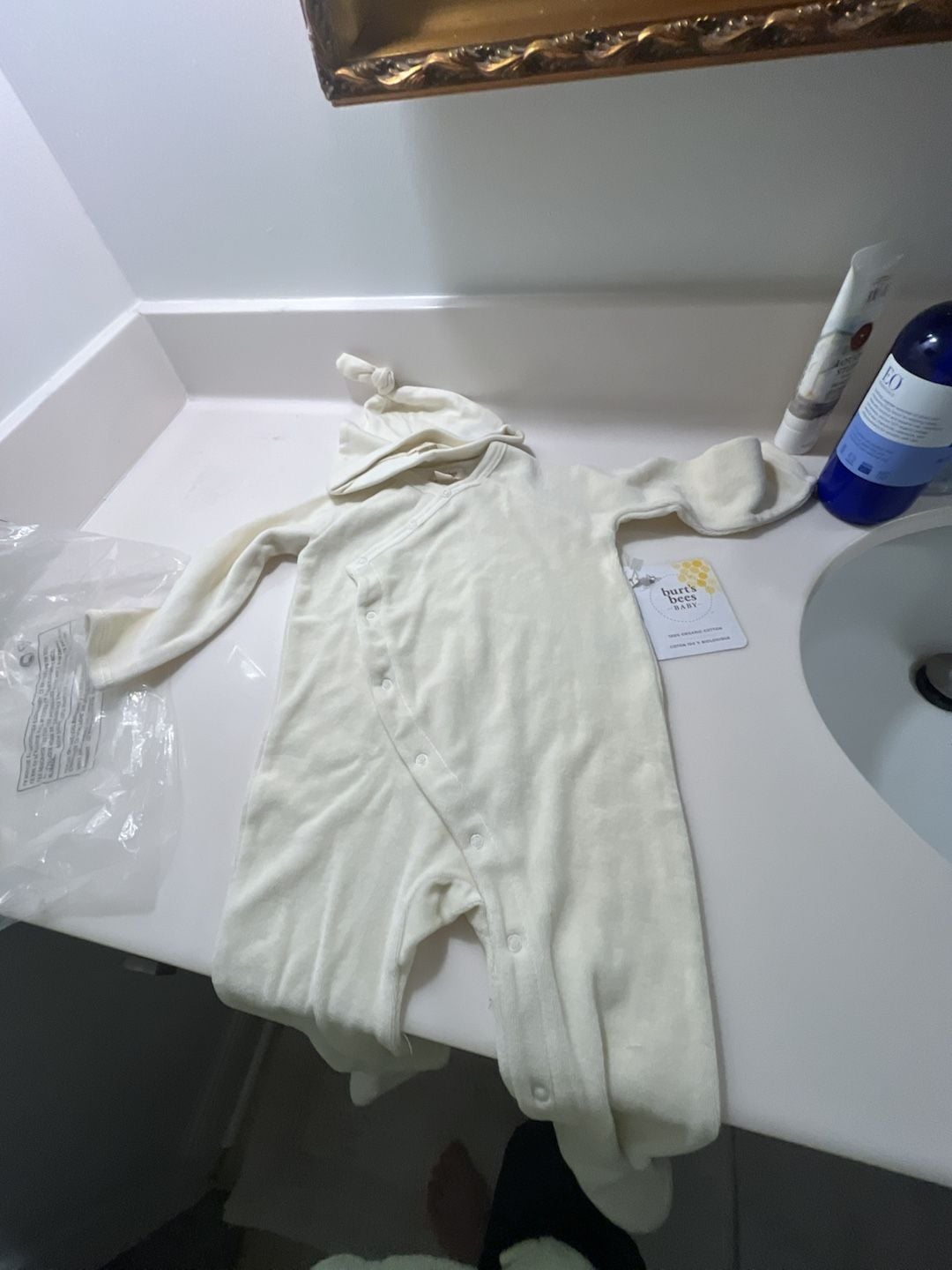 Burt's Bees Baby Kimono Robe Size 6-9 Mo Ivory Organic Cotton 5