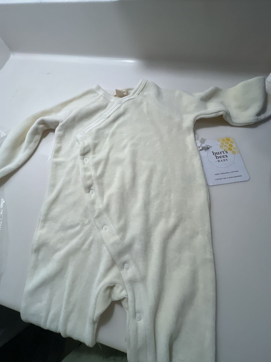 Burt's Bees Baby Kimono Robe Size 6-9 Mo Ivory Organic Cotton 6