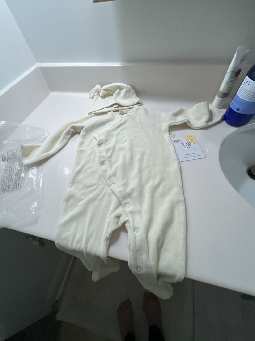 Burt's Bees Baby Kimono Robe Size 6-9 Mo Ivory Organic Cotton 7
