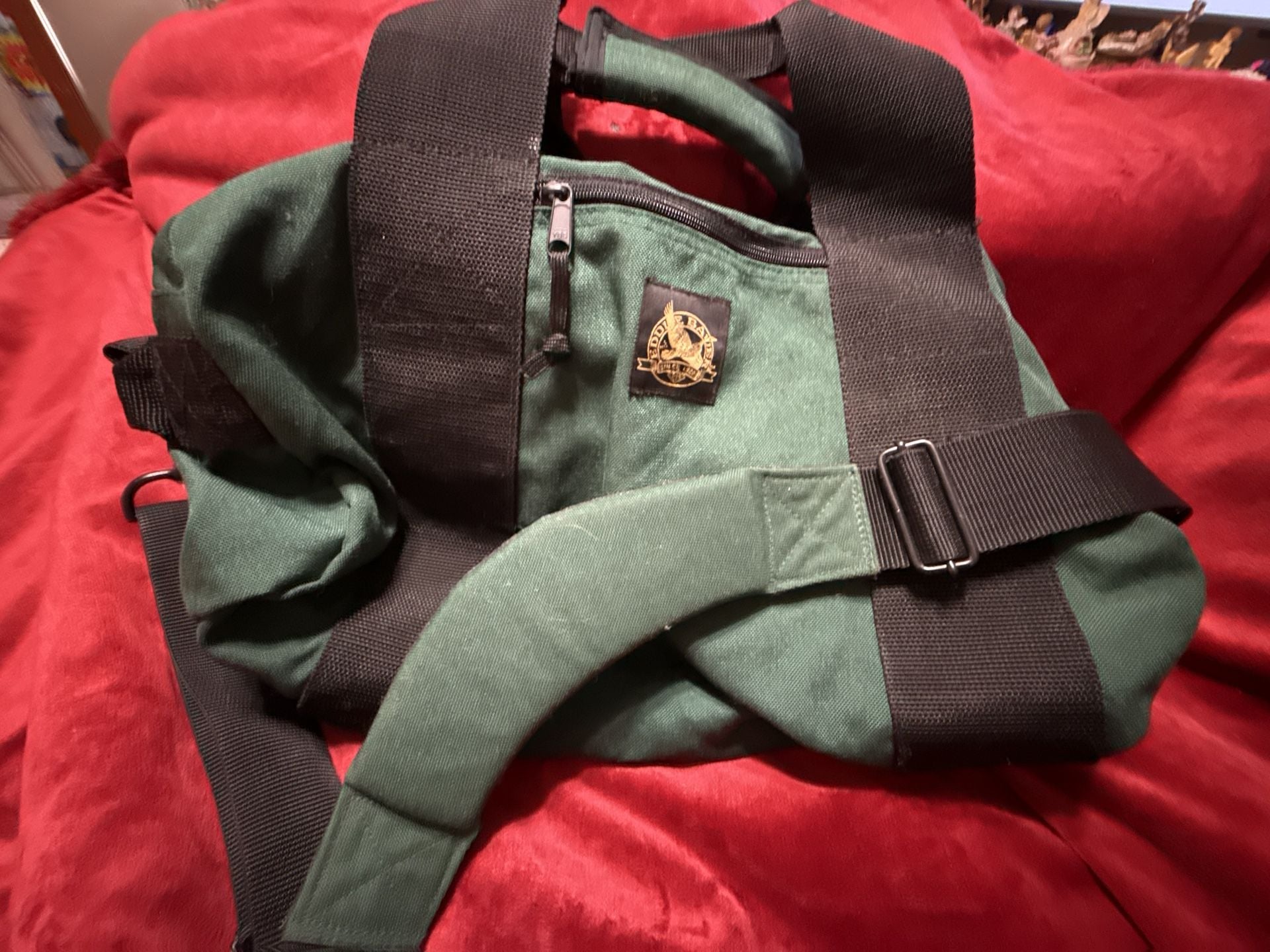 Eddie Bauer Vintage Duffle Bag Green Canvas Gym Travel 1