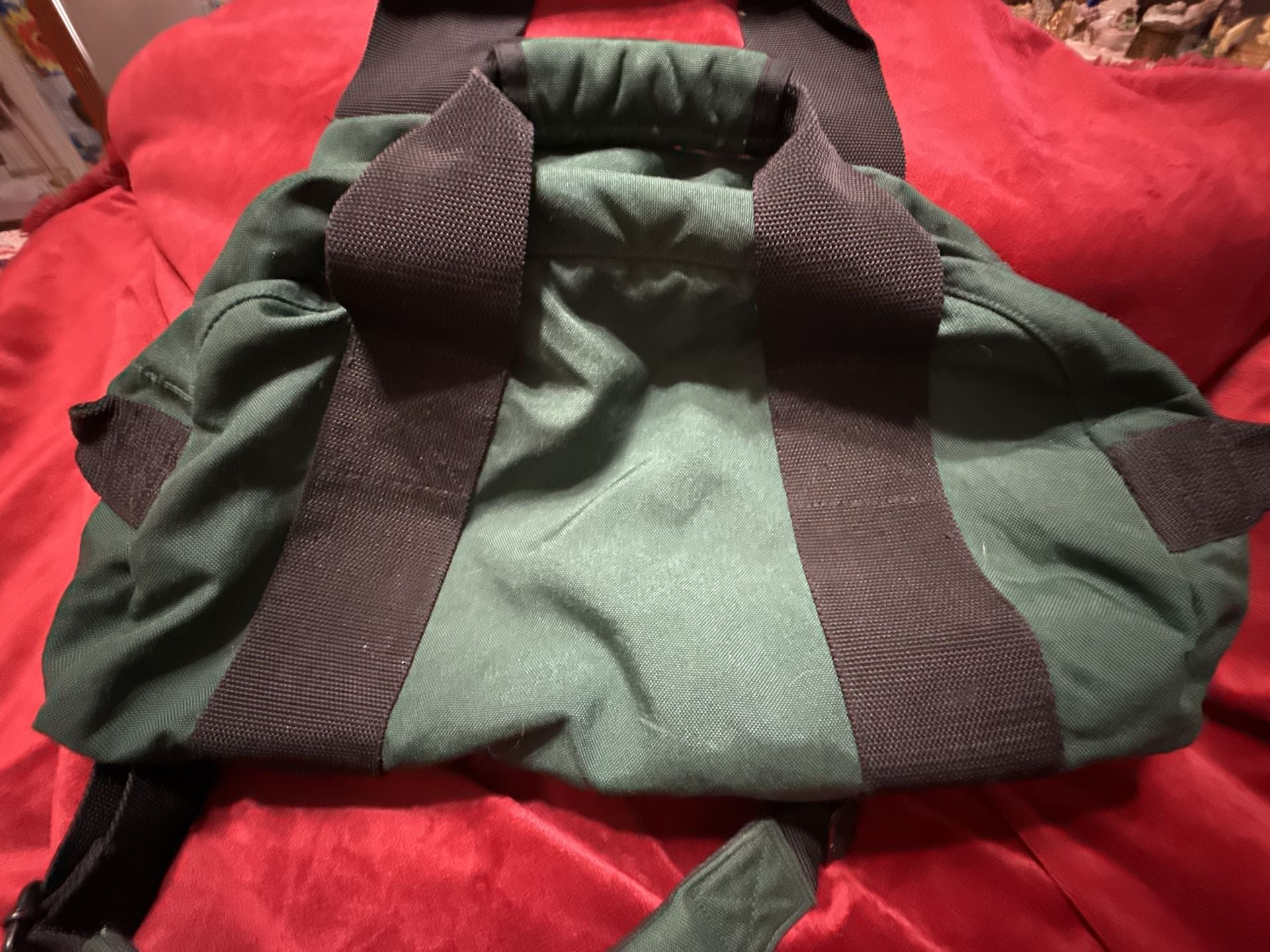 Eddie Bauer Vintage Duffle Bag Green Canvas Gym Travel 3