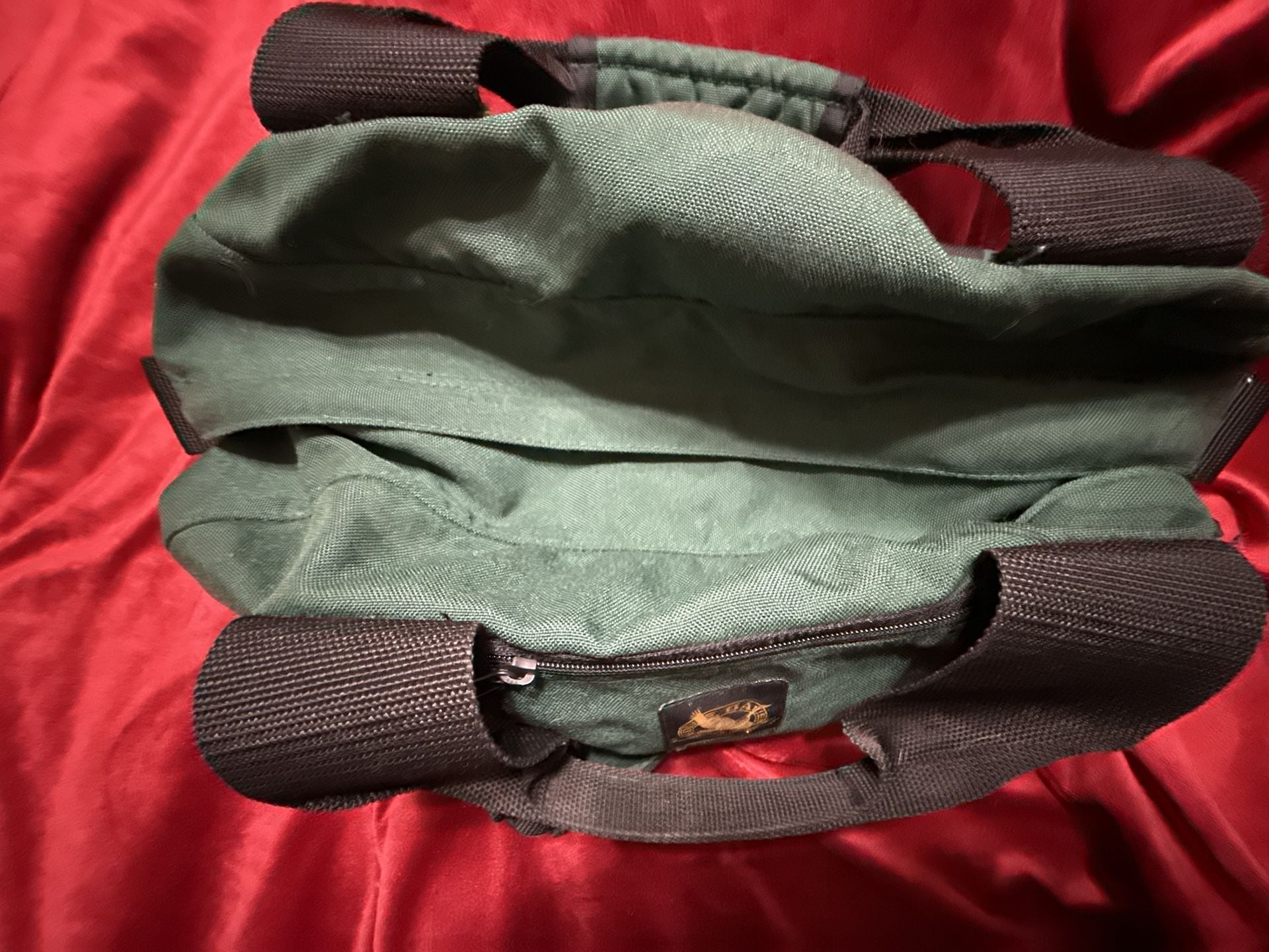 Eddie Bauer Vintage Duffle Bag Green Canvas Gym Travel 5
