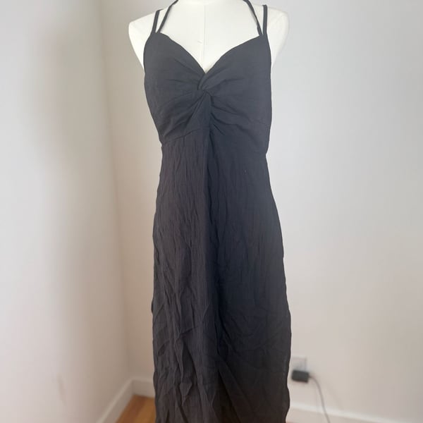 Halara Twisted Flare Flowy Maxi Slip Dress Size M Black