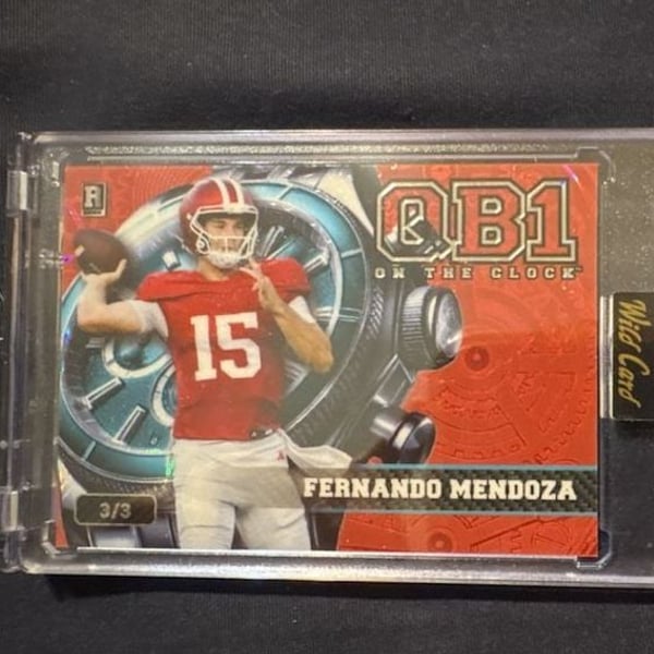 Wild Card QB1 On The Clock Fernando Mendoza 3/3 Rookie Card