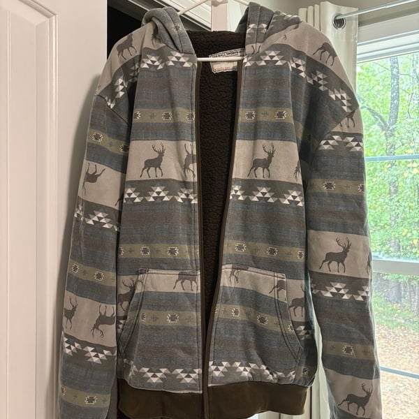 Big Ball Sports Sherpa Lined Hoodie Size XL Deer Southwestern Print