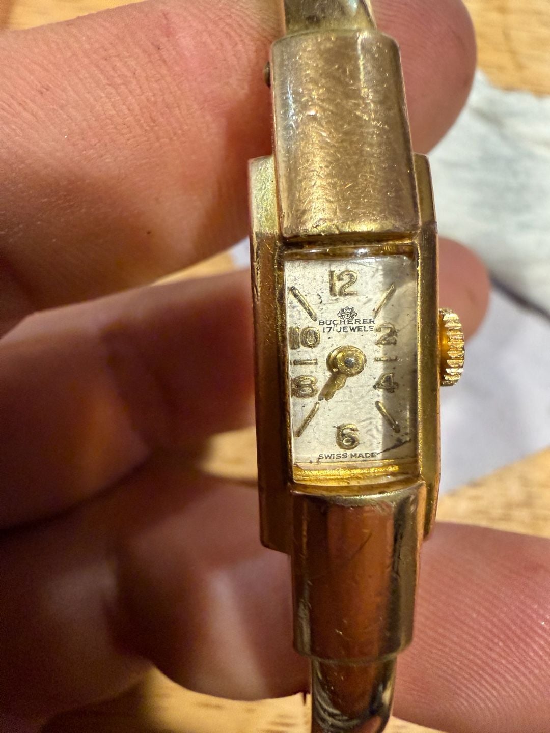 Bucherer 17 Jewels Gold Plated Swiss Vintage Watch non running 1