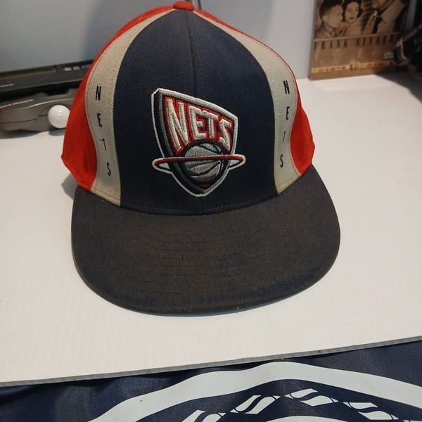 NBA New Jersey Nets Fitted Hat Cap Red Blue Grey