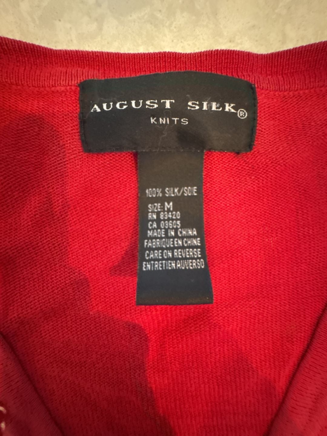 August Silk Knits Cardigan Size M Red Silk V-Neck 4