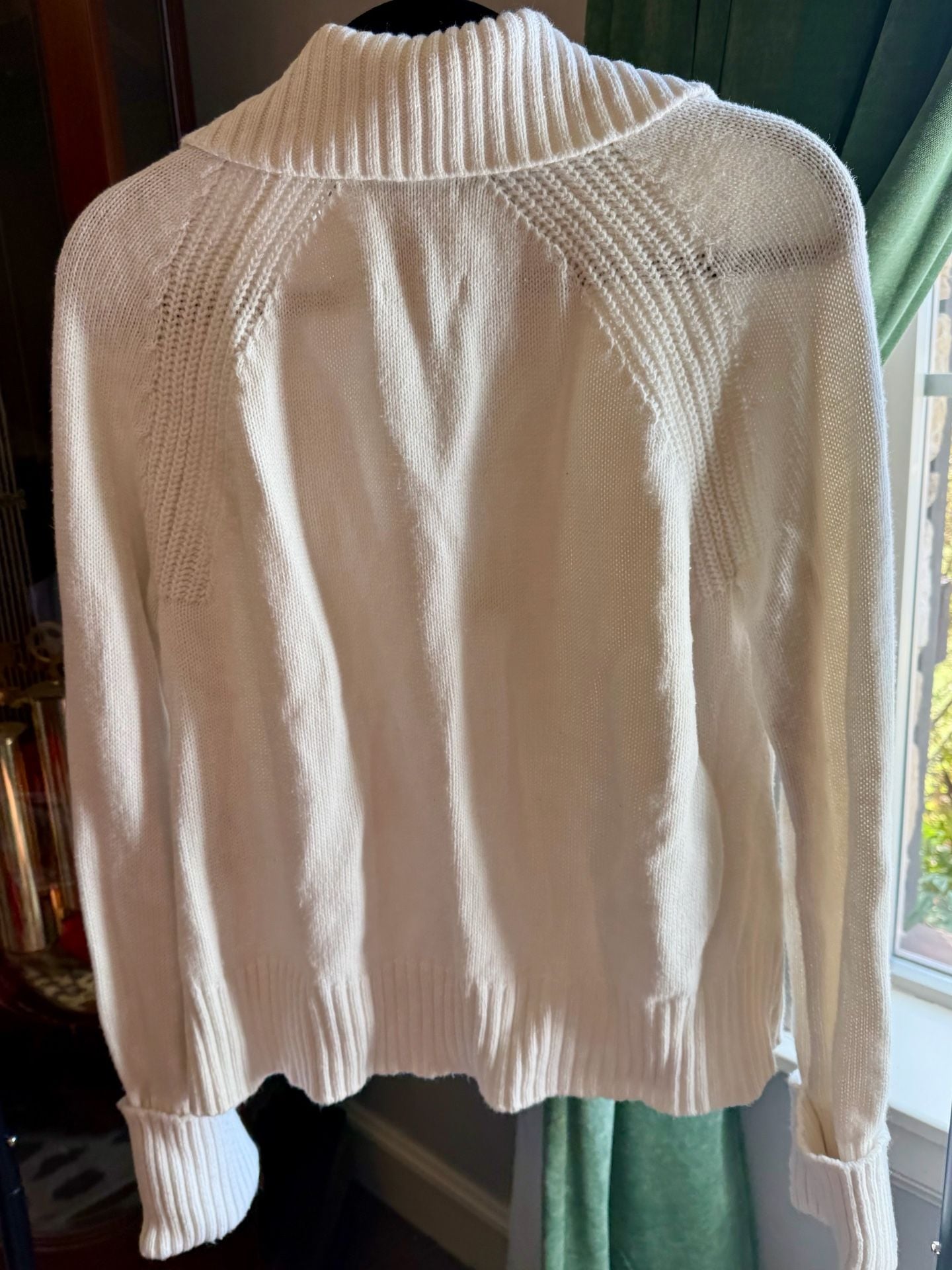 Abercrombie & Fitch Polo Sweater Size S White V-Neck Ribbed Knit 3