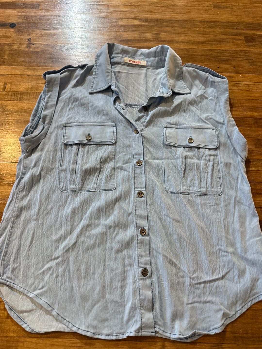 Mazik Sleeveless Denim Shirt Size M Light Blue (m1) 3
