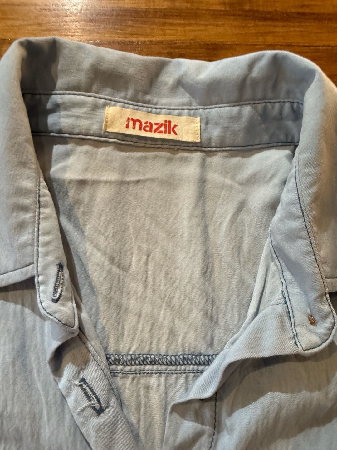 Mazik Sleeveless Denim Shirt Size M Light Blue (m1) 4
