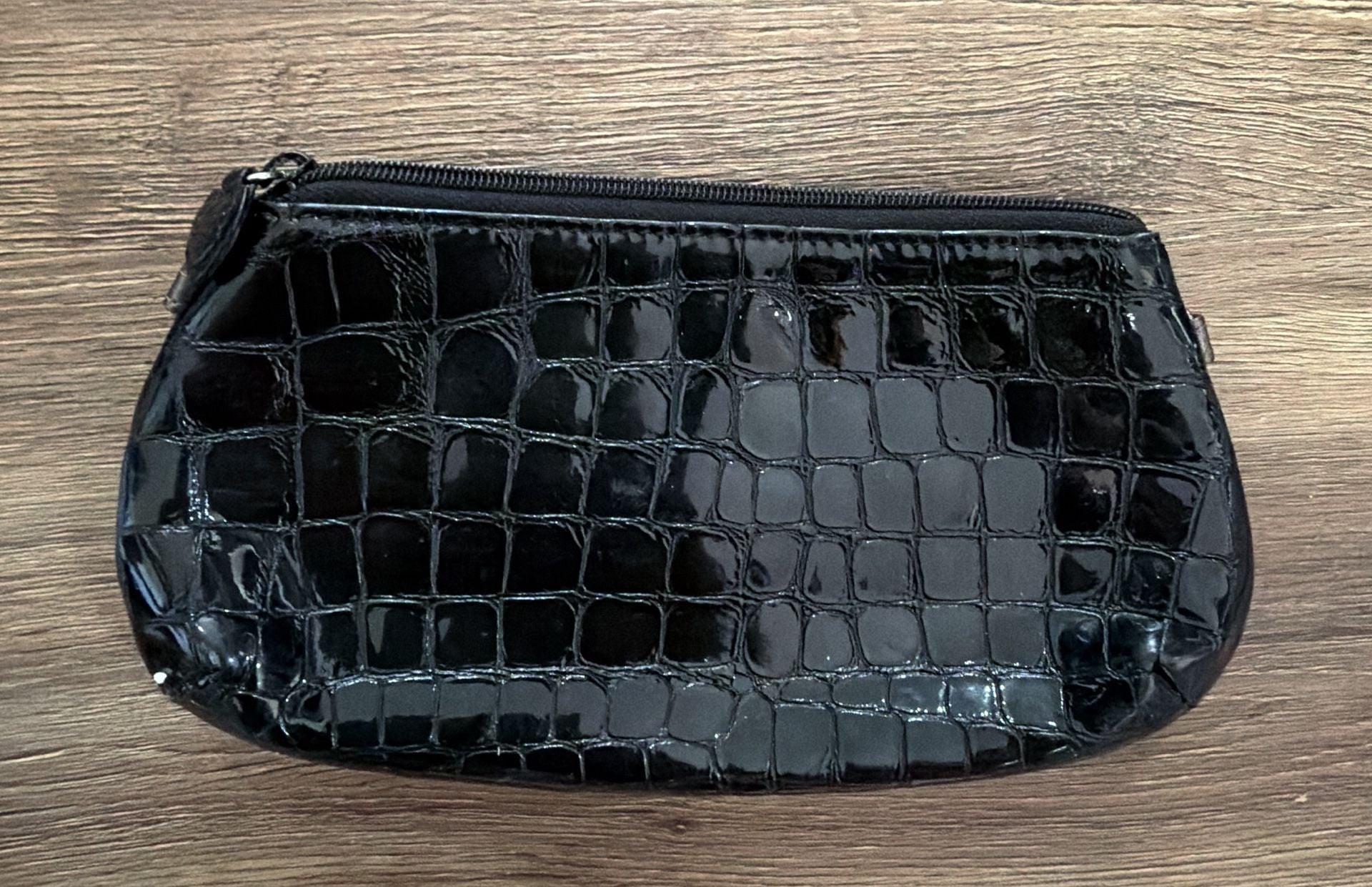 Brighton Ophelia Croc Embossed Patent Leather Wallet Pouch Black 3