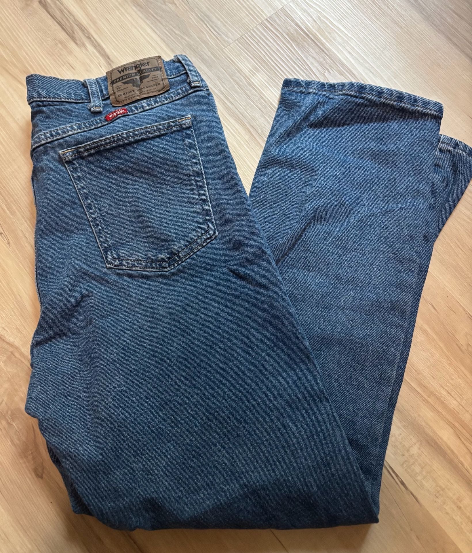 Wrangler Premium Quality Jeans Size 36 x 30 Blue Denim Relaxed Fit 1