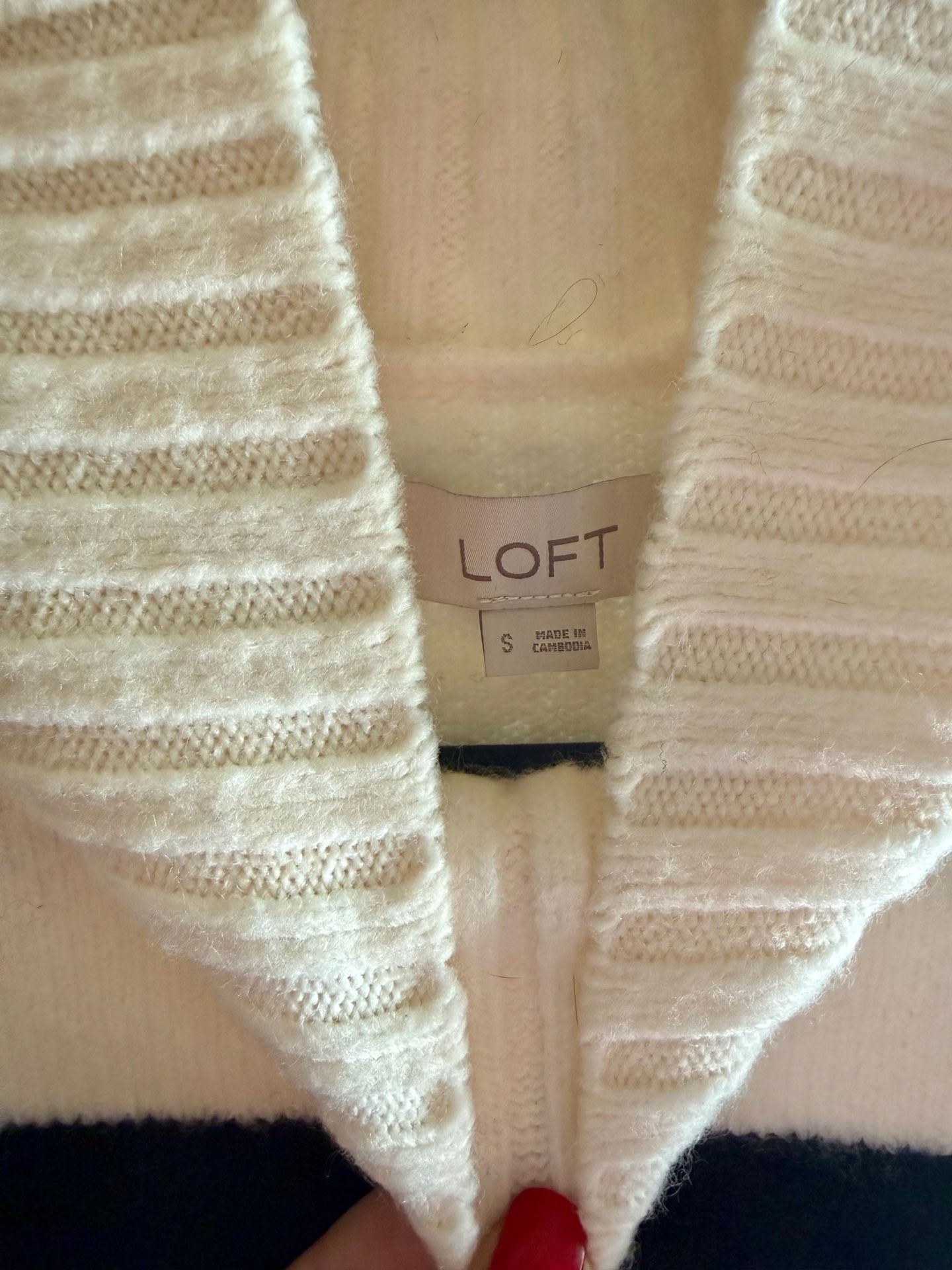 LOFT Striped Turtleneck Sweater Size S Black White 2