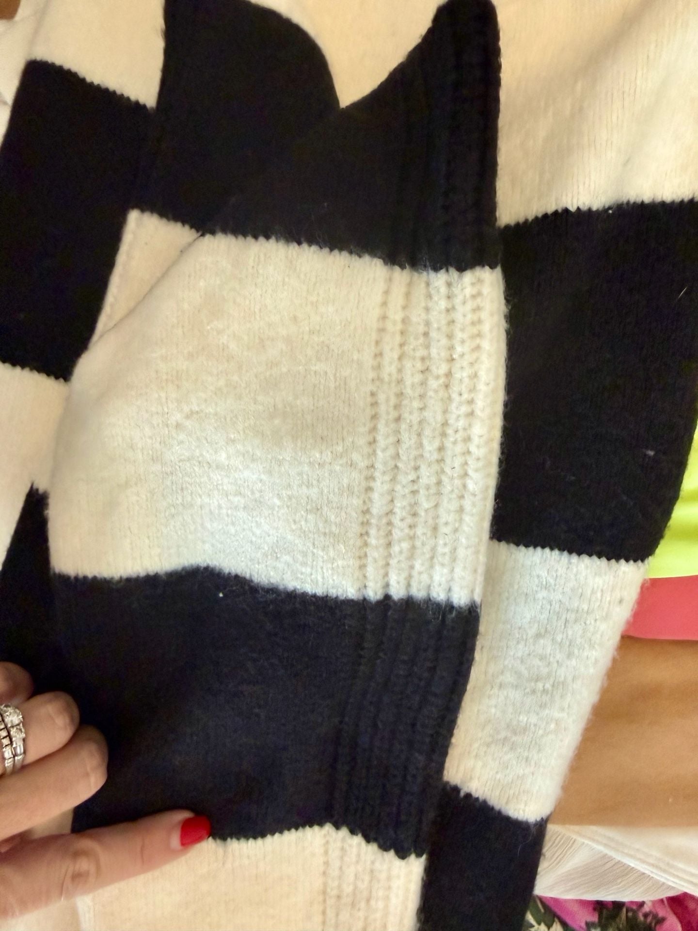 LOFT Striped Turtleneck Sweater Size S Black White 3