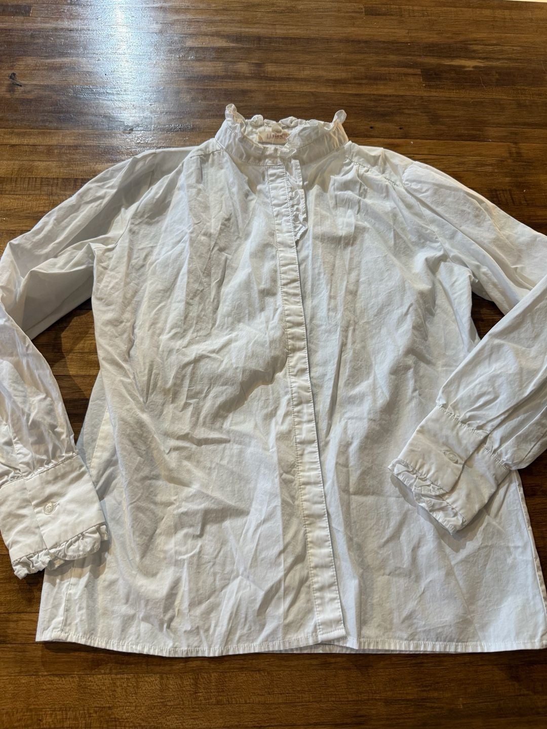 Mazik Ruffle Mock Neck Blouse Size S White Long Sleeve (m1) 3