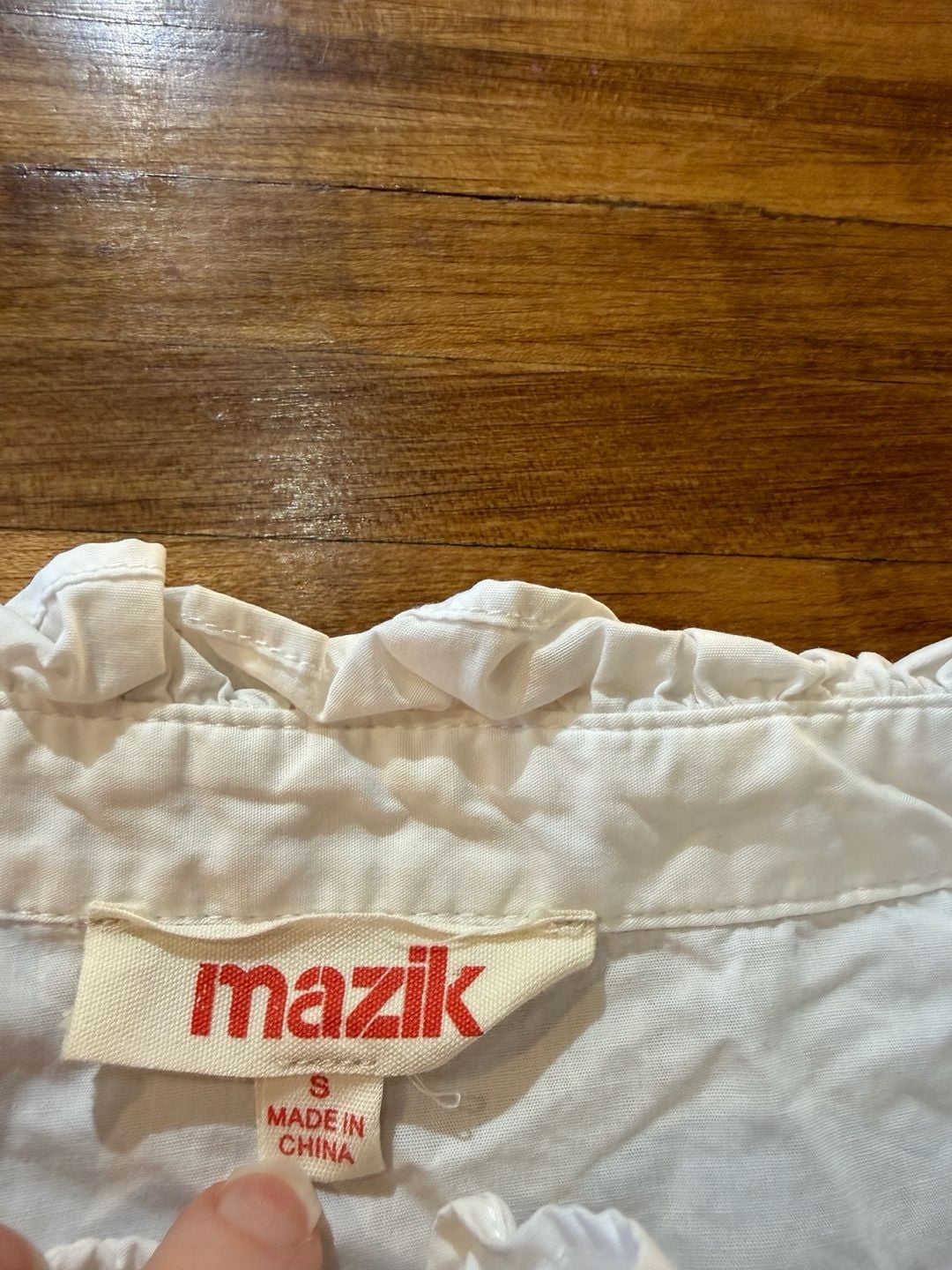 Mazik Ruffle Mock Neck Blouse Size S White Long Sleeve (m1) 5