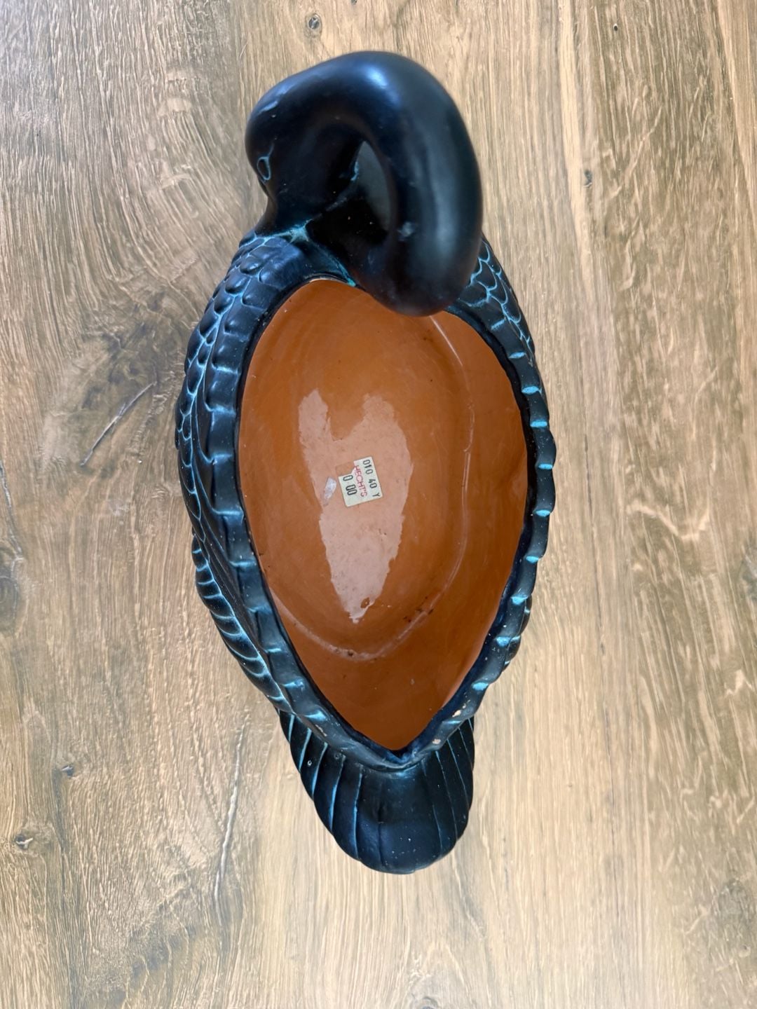 Claire Burke Vintage 1990 Black And Teal Swan Planter 4