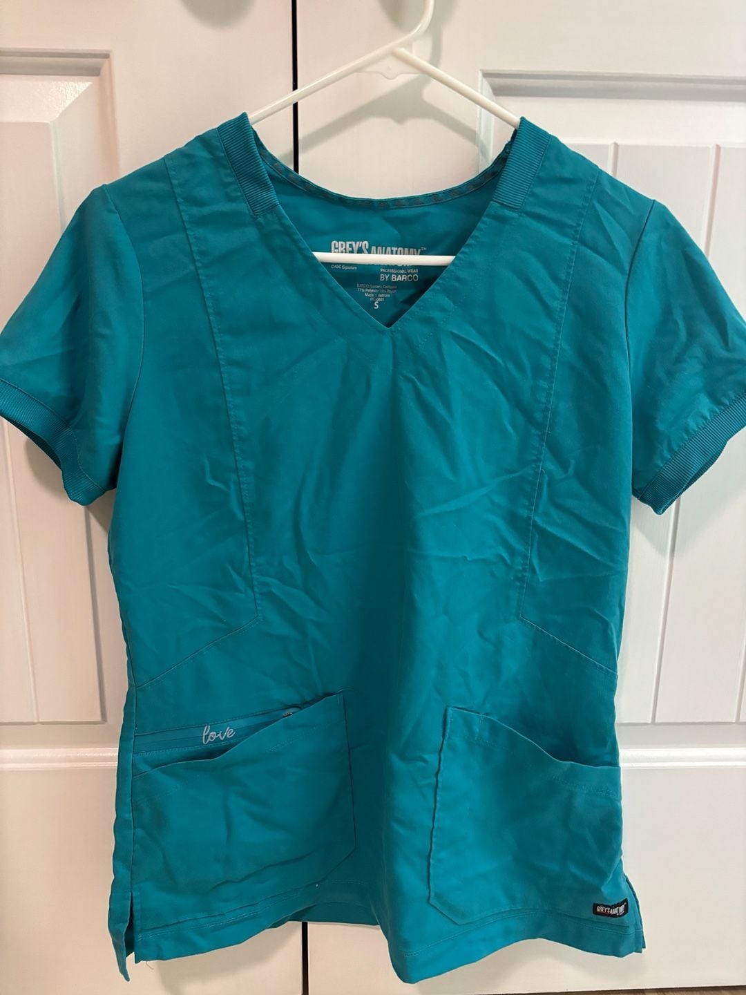 Grey's Anatomy Barco V-Neck Scrub Top Size S Teal 2