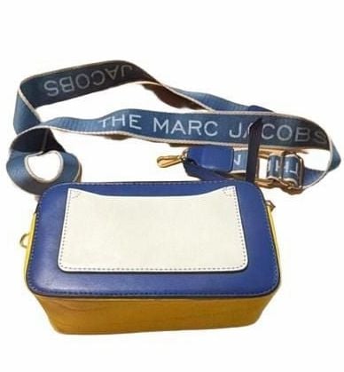 Marc Jacobs Snapshot Camera Bag Blue Yellow White Leather Crossbody 4