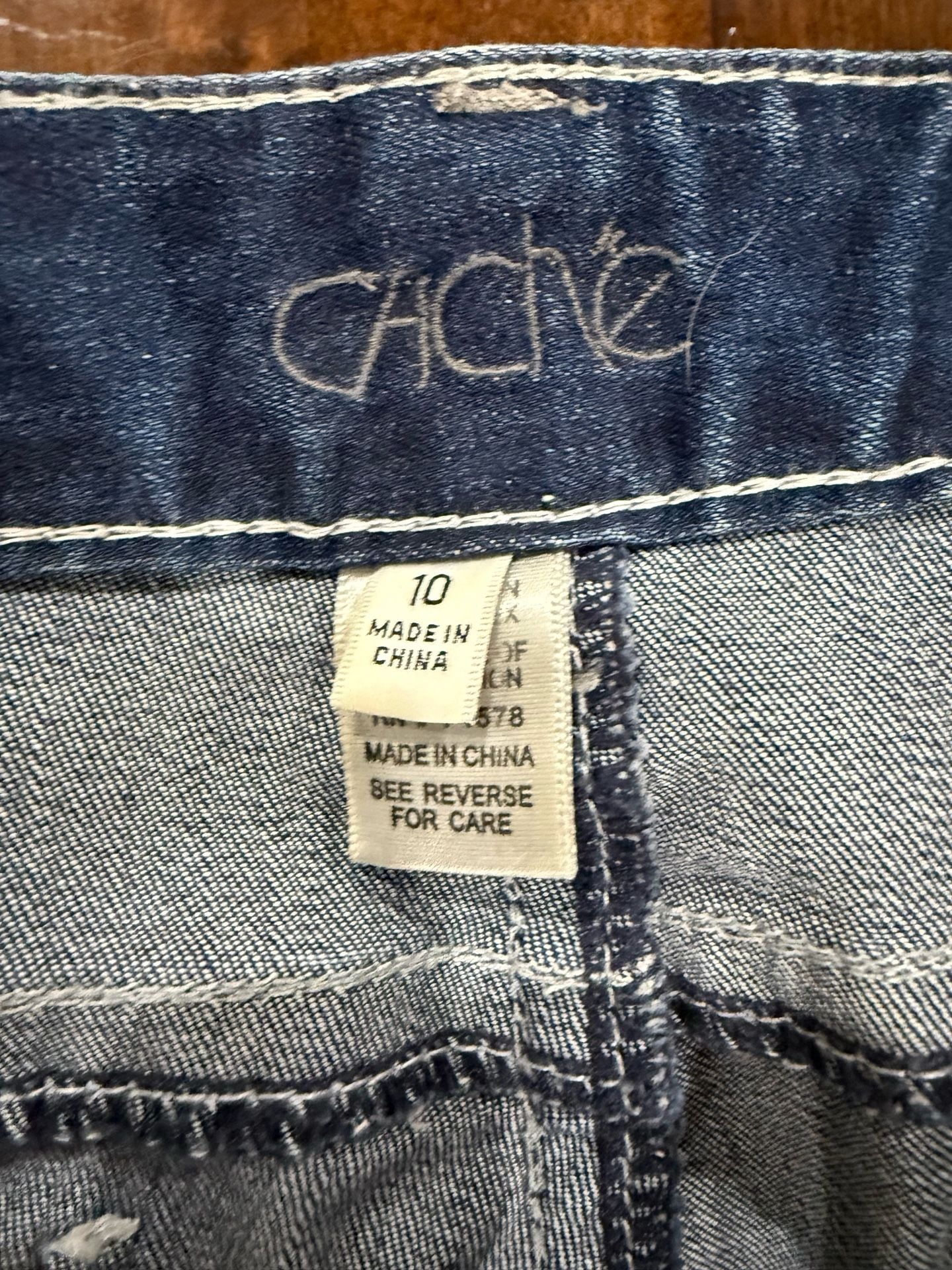 Cache Flare Jeans Size 10 Medium Wash Embellished Pockets Y2K Denim 5