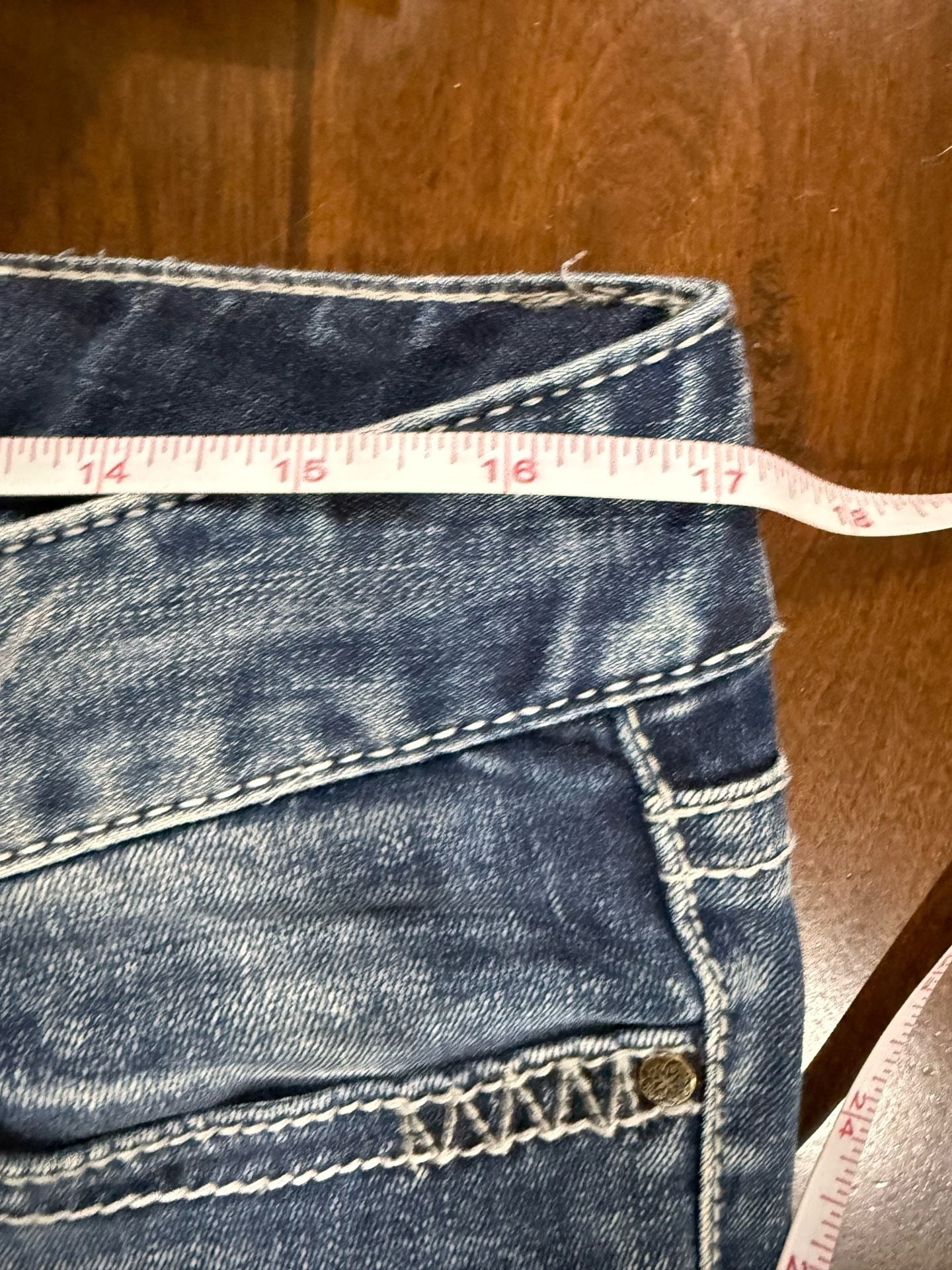 Cache Flare Jeans Size 10 Medium Wash Embellished Pockets Y2K Denim 6