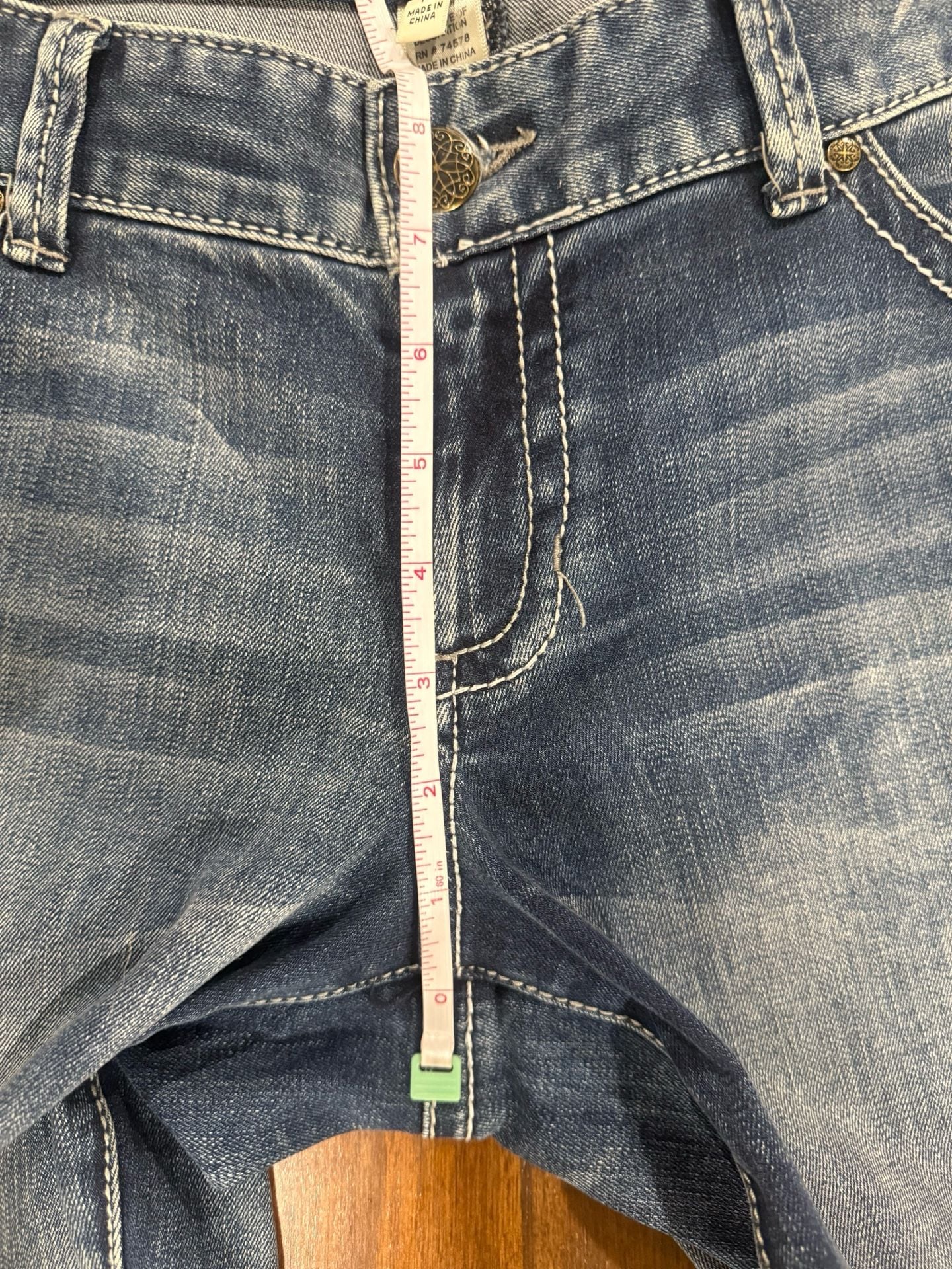 Cache Flare Jeans Size 10 Medium Wash Embellished Pockets Y2K Denim 8