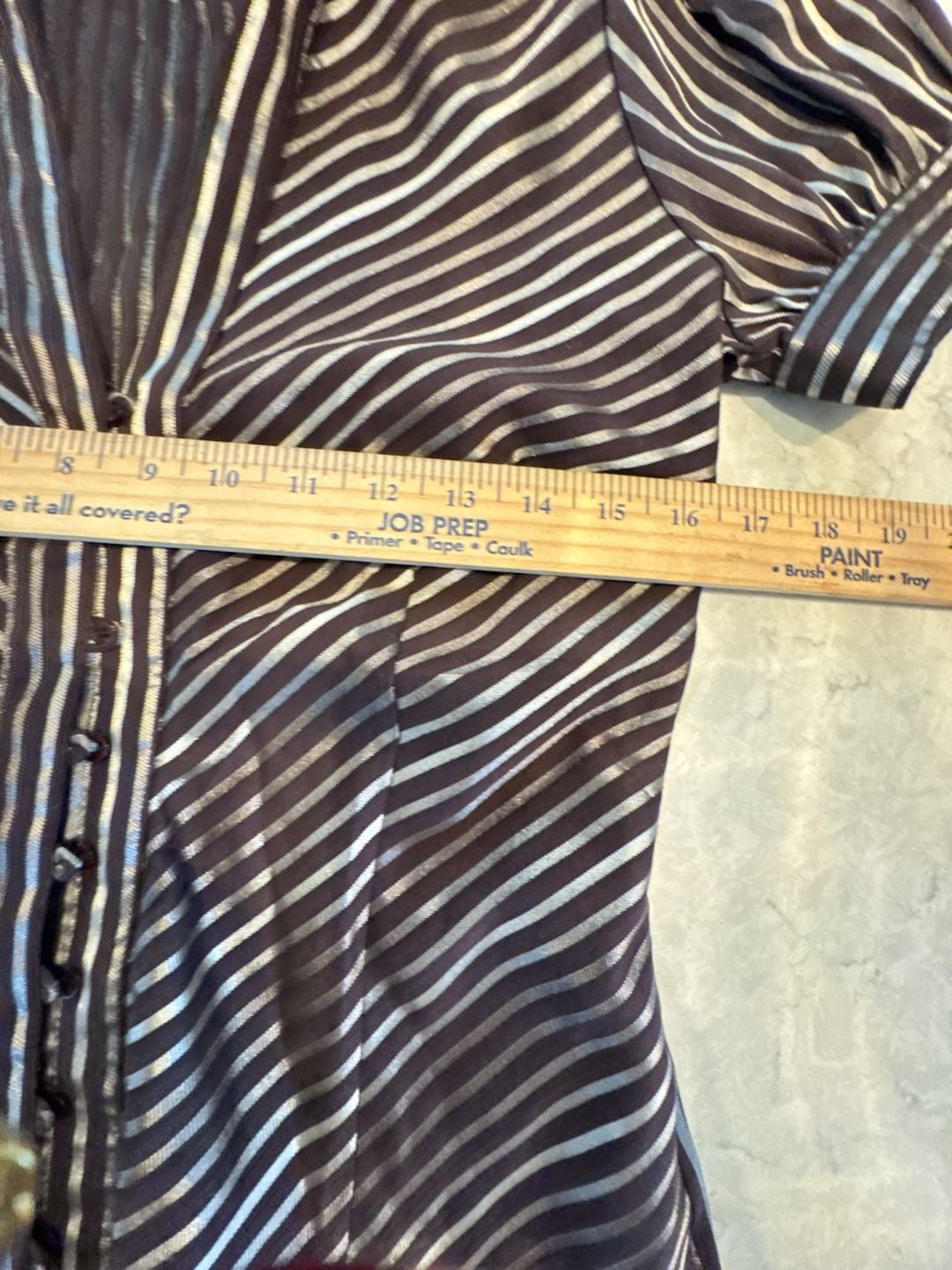 Zara Basic Striped Button-Up Blouse Size L Brown Silver 6
