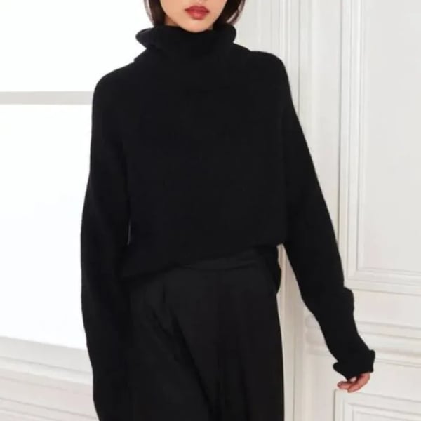Quince Turtleneck Sweater Size XS Small Black Baby Alpaca Wool Blend