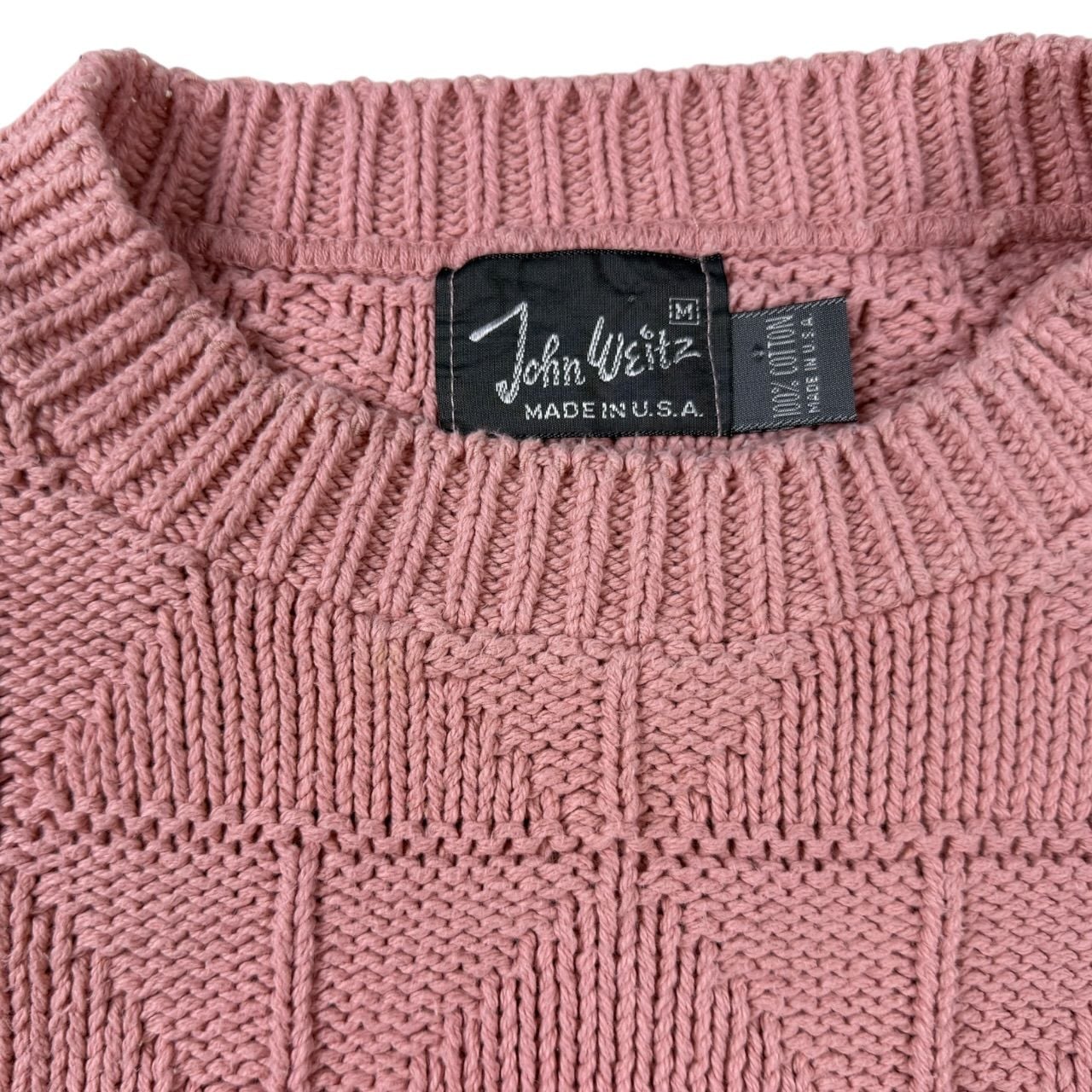 90s Vintage John Weitz Pink Geometric Knit Sweater M 2