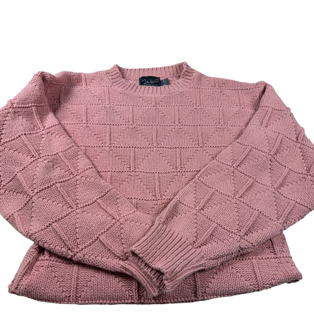 90s Vintage John Weitz Pink Geometric Knit Sweater M 4