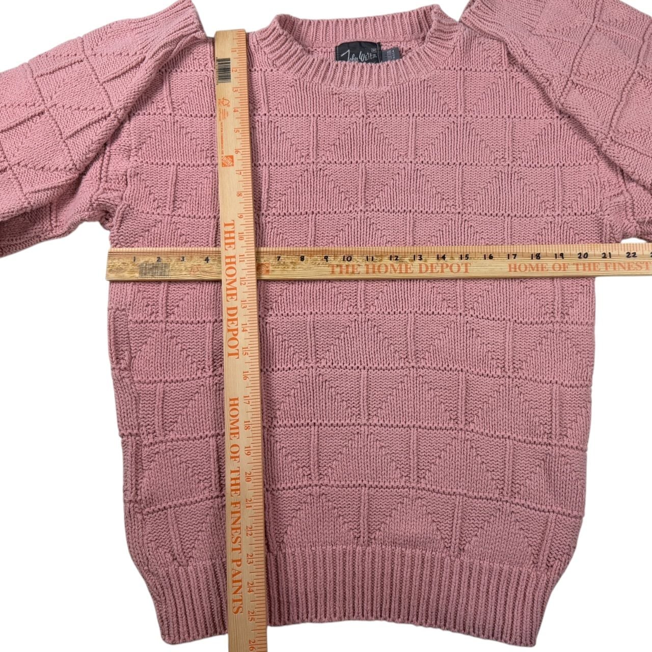 90s Vintage John Weitz Pink Geometric Knit Sweater M 7