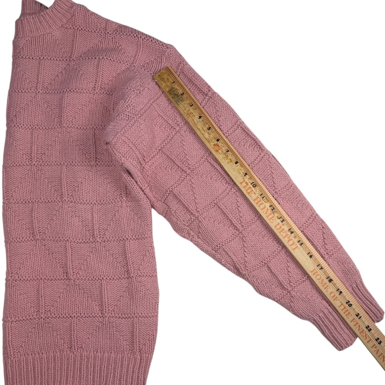 90s Vintage John Weitz Pink Geometric Knit Sweater M 8