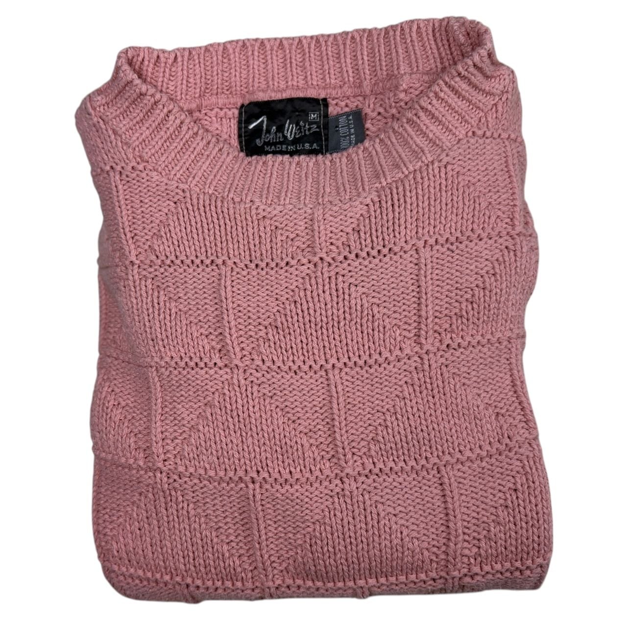 90s Vintage John Weitz Pink Geometric Knit Sweater M 9