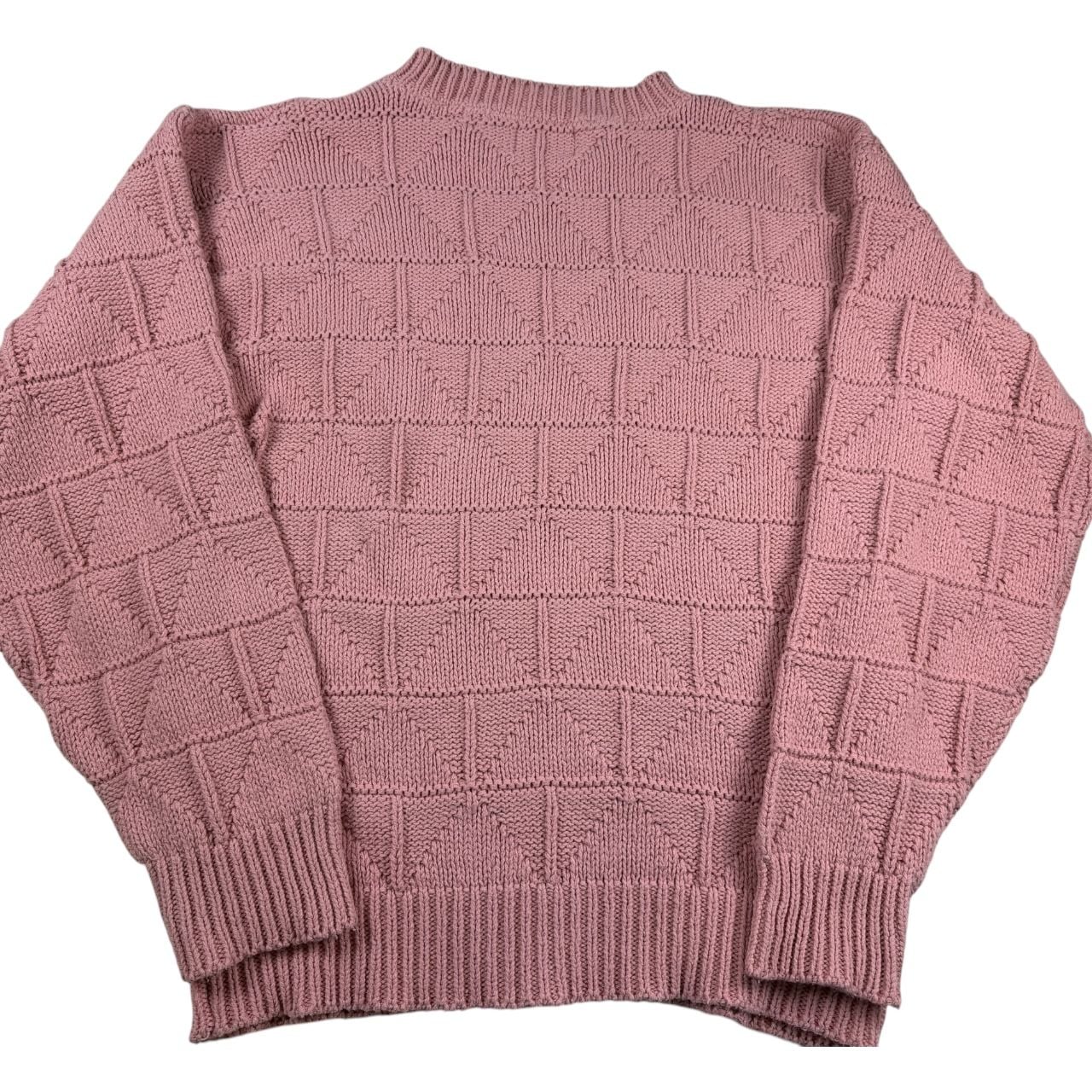 90s Vintage John Weitz Pink Geometric Knit Sweater M 10