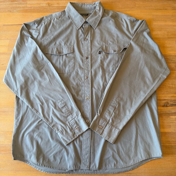Vintage Rip Curl Shirt XXL Gray Y2K Skater Long Sleeve Button Up Cargo Pocket