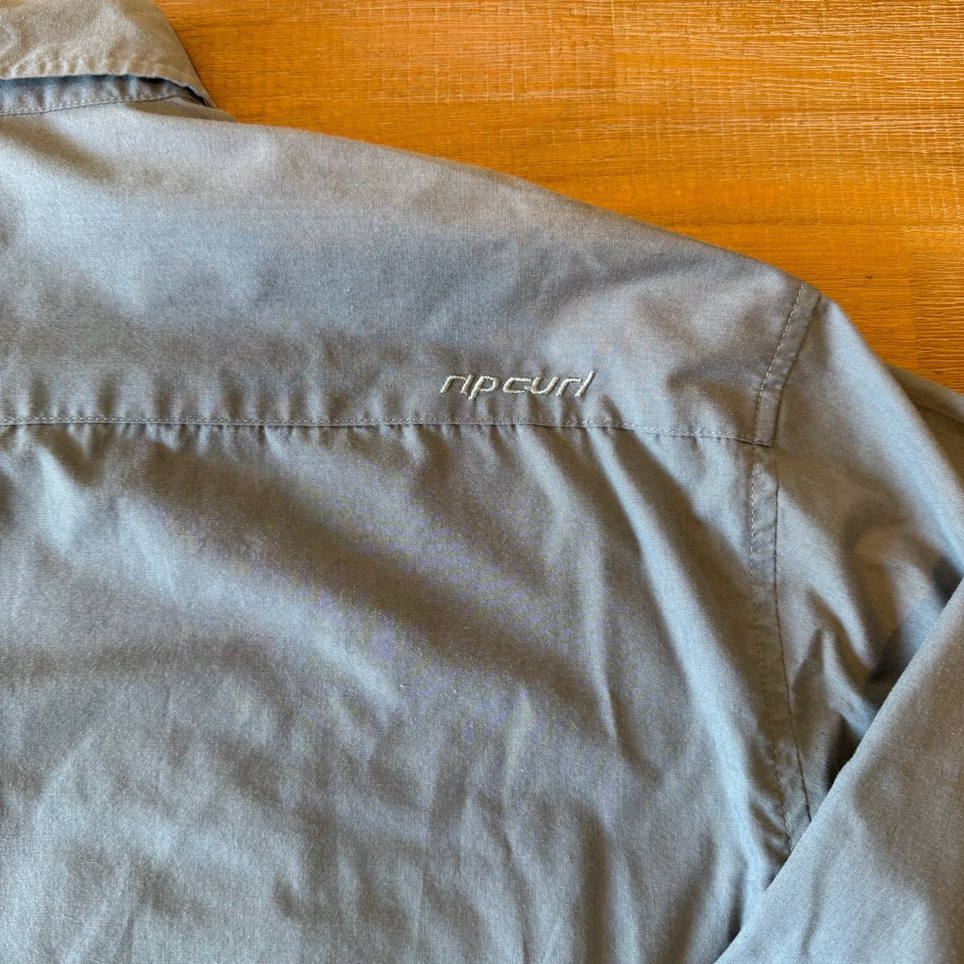 Vintage Rip Curl Shirt XXL Gray Y2K Skater Long Sleeve Button Up Cargo Pocket 11