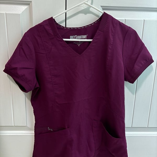 Grey's Anatomy Scrub Top Size S Purple V-Neck Professional Wear